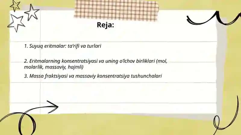 Suyuq eritmalar va ularning konsentratsiyasi 2