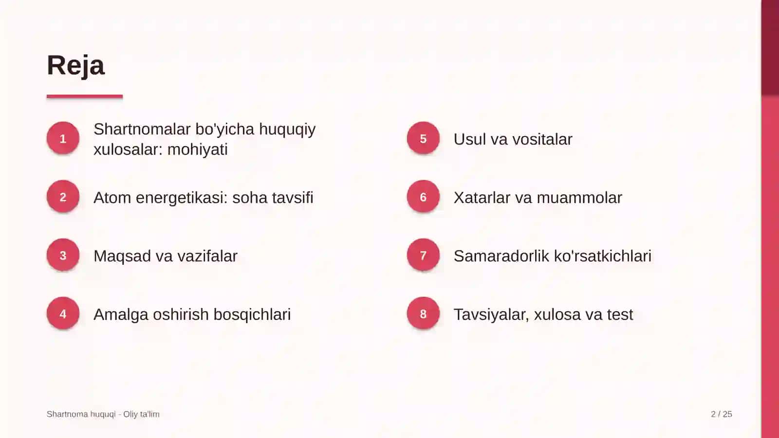 Atom energetikasida shartnomalar bo'yicha huquqiy xulosalar tayyorlash 2