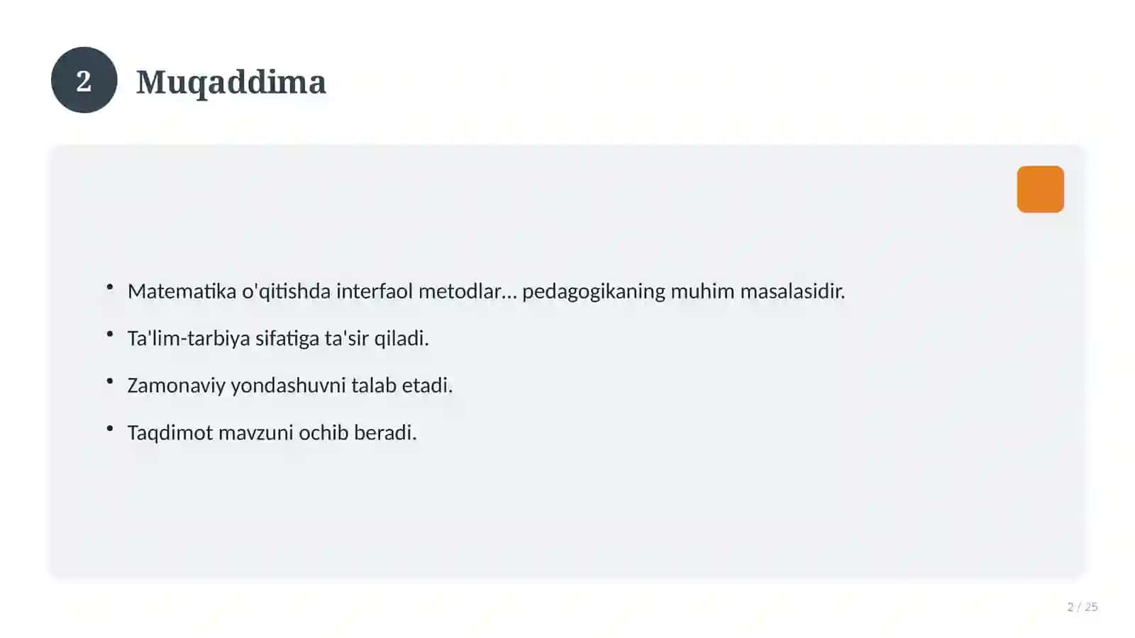 Matematika o'qitishda interfaol metodlar samaradorligi 2