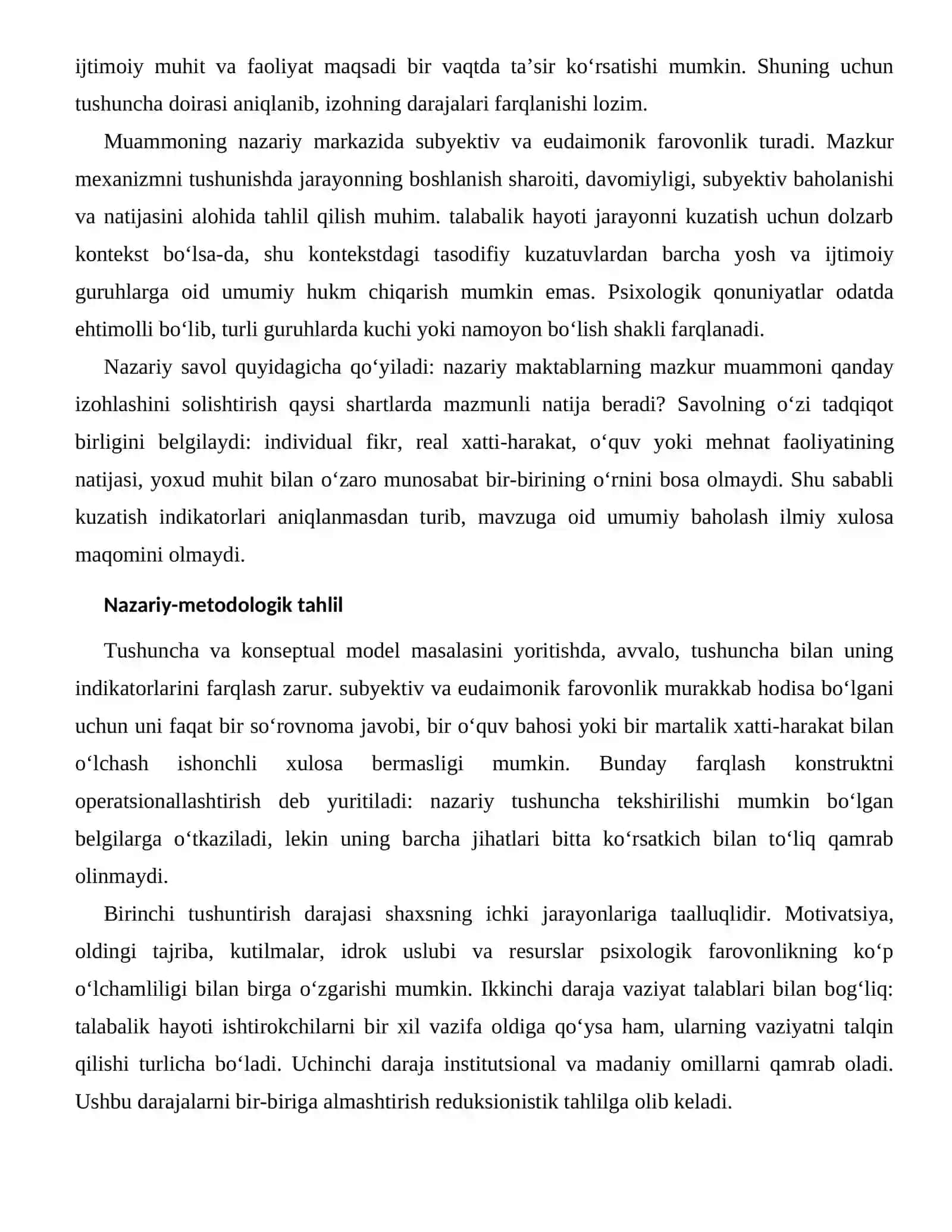 PSIXOLOGIK FAROVONLIKNING KO‘P O‘LCHAMLILIGI — NAZARIY ASOSLARI 2