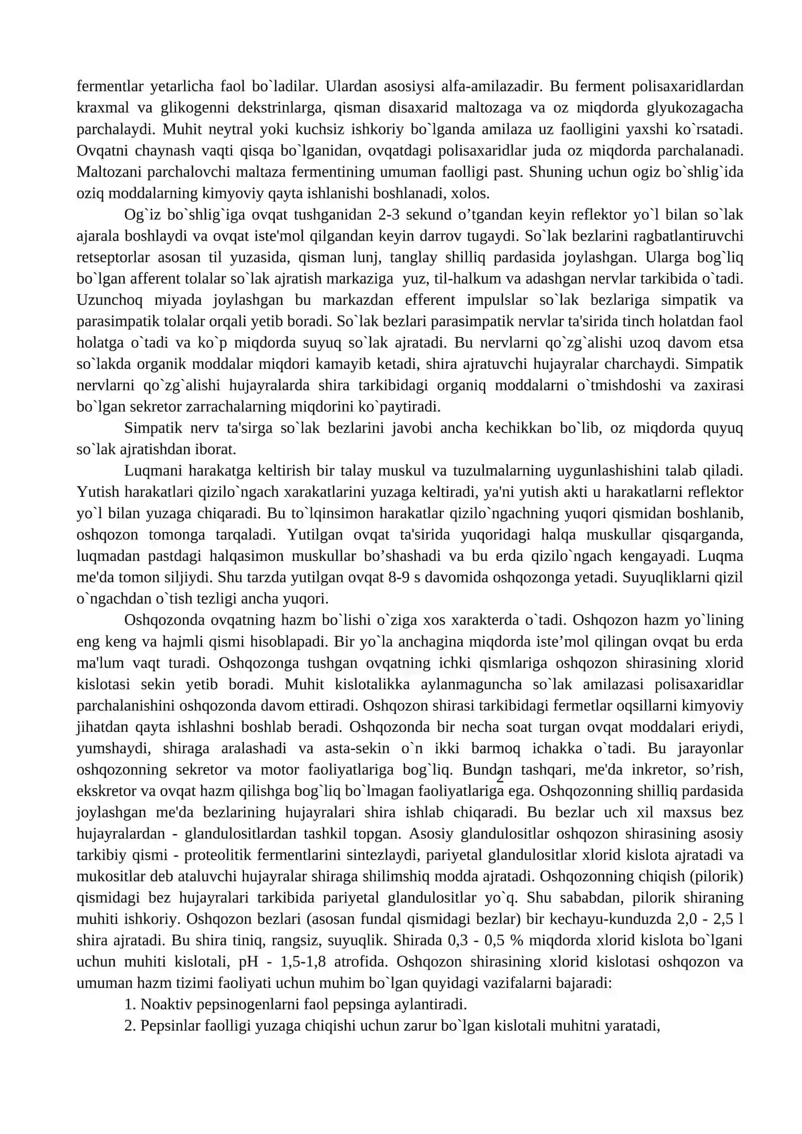 OVQAT HAZM QILISH FIZIOLOGIYASI 2