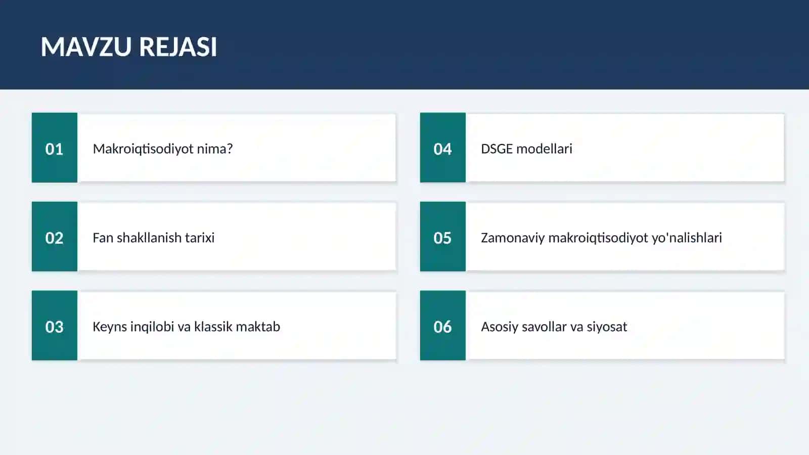 DINAMIK MAKROIQTISODIYOT FANIGA KIRISH 2