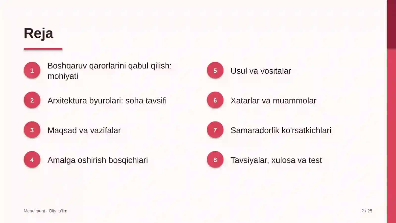 Arxitektura byurolarida boshqaruv qarorlarini qabul qilish 2