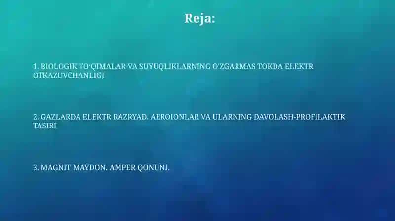 To'qimalarning elektr o'tkazuvchanligi 2