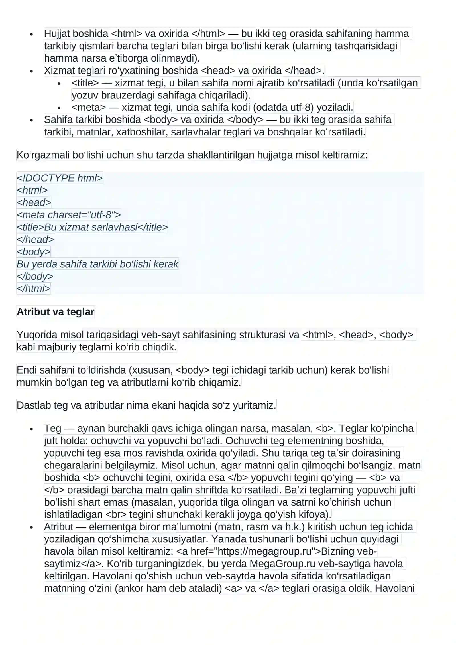 HTML va CSS 2