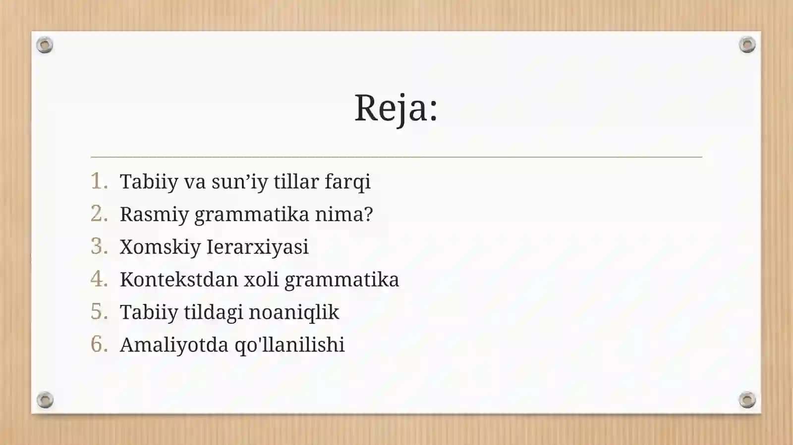 Tabiiy tillar uchun rasmiy grammatika 2