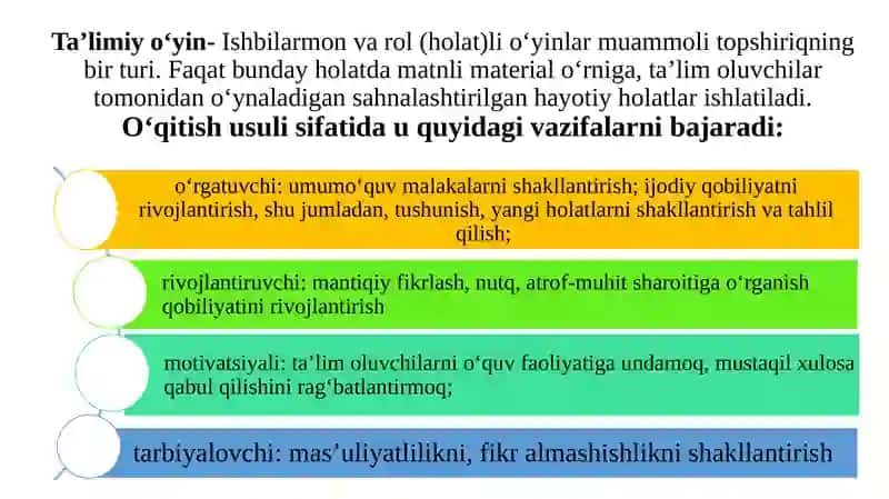 MAKTABGACHA TA’LIM MUASSASALARIDA ISHBILARMONLILIK O‘YINLARI TEXNOLOGIYALARI 2