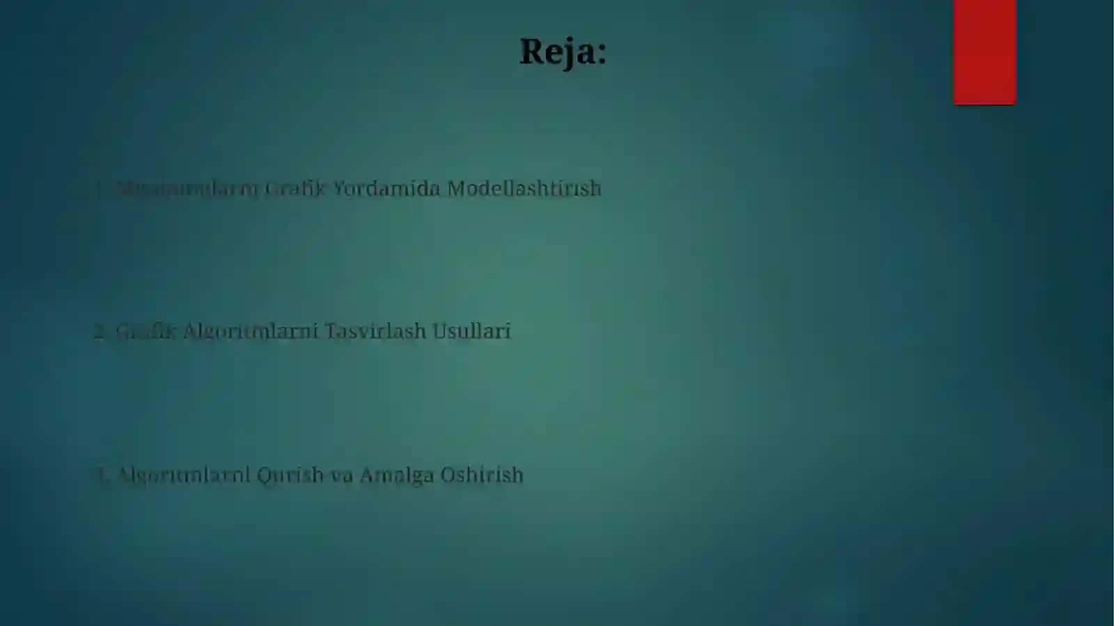 Grafik algoritmlar yordamida muammolar va masalalar 2
