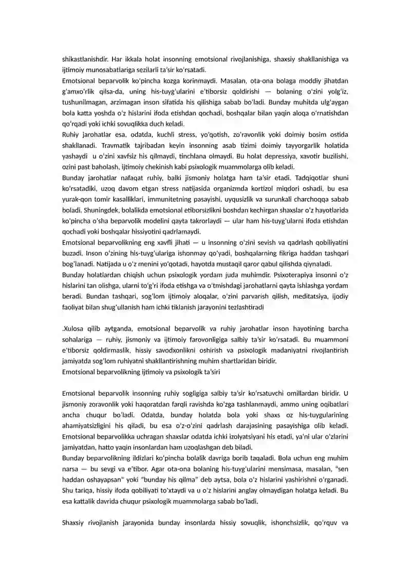 Emotsianal beparvolik va ruxiy jarohatlar 2