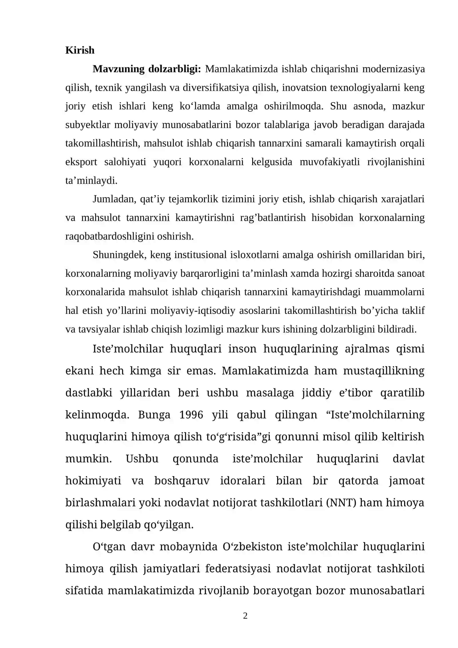 ISTE'MOLCHI TANLOVI VA ISTE'MOLCHI MUVOZANATI 2