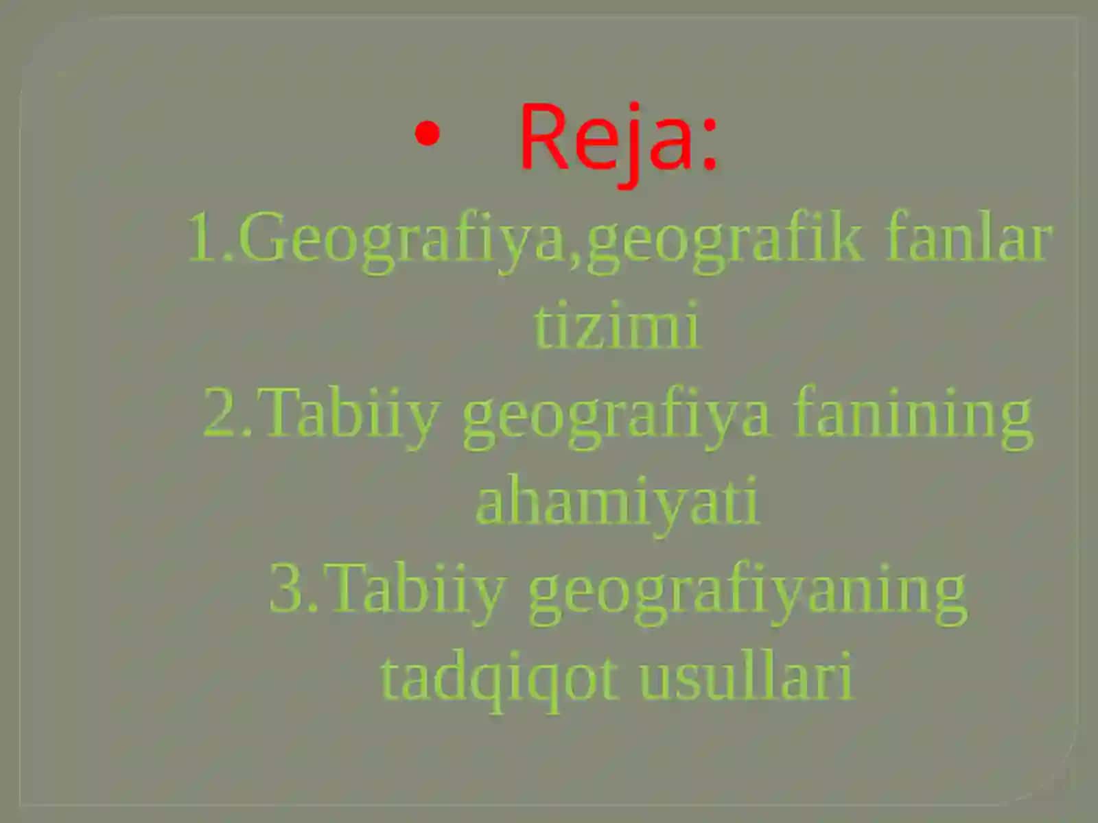 Kirish.Geografiyavageografikfanlartizimi 2