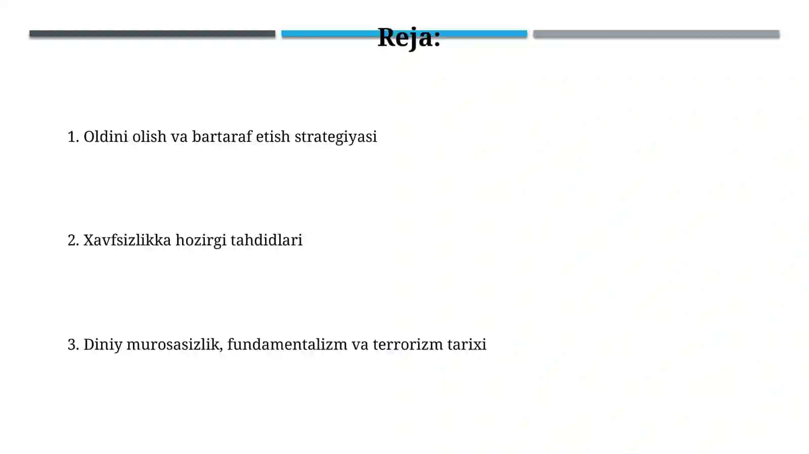 Diniy fanatizm, fundamentalizm va terrorizmning tarixi va hozirgi davrda xavfsizlikka tahdidi 2