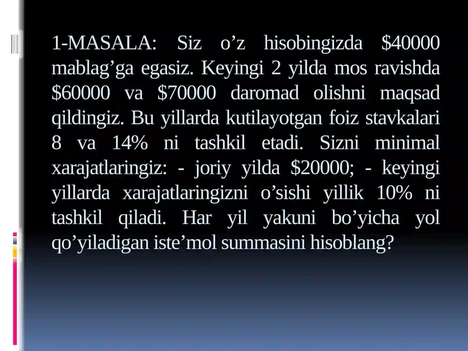 MOLIYA FANIDA MASALALAR TO’PLAMI 2