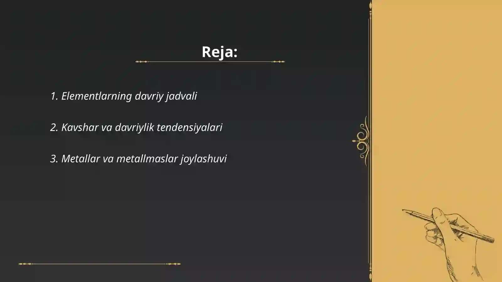 Elementlarning davriy sistemada joylashgan oʻrni 2
