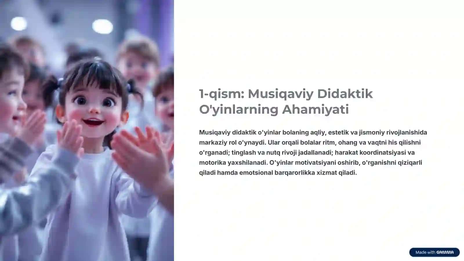 Musiqaviy Didaktik O'yinlar: Bolalarning Musiqiy Sezgisini Rivojlantirish va Mustaqil Faoliyatga Chorlash 2
