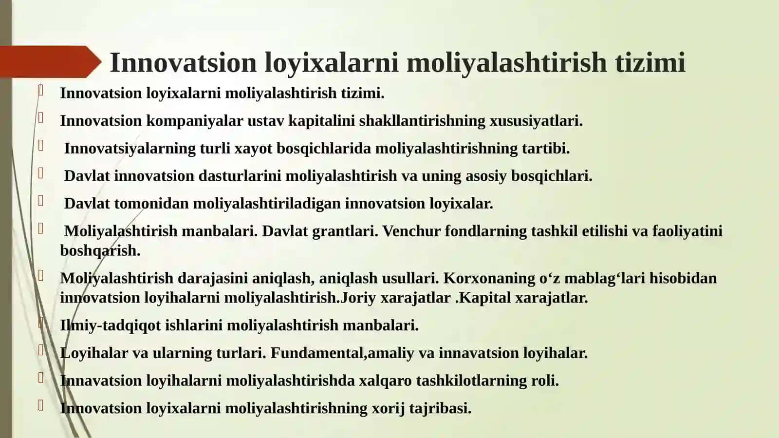 Innovatsionloyixalarnimoliyalashtirishtizimi 2