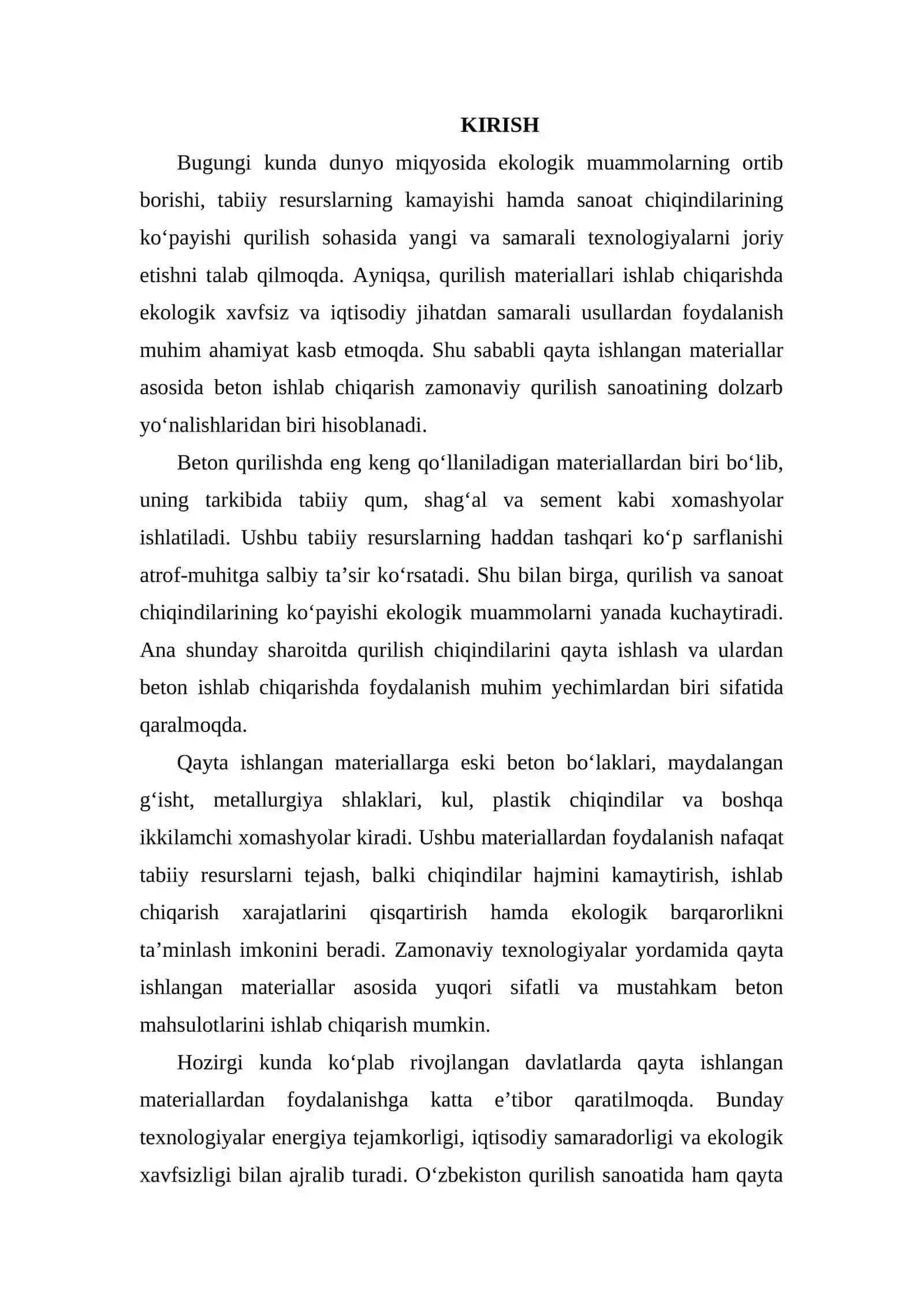Qayta ishlangan materiallar asosida beton ishlab chiqarish 2