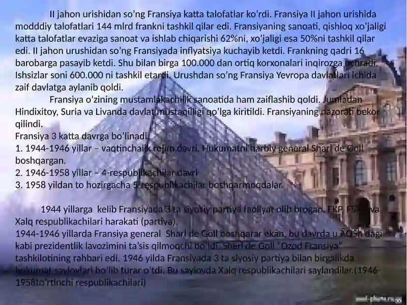 Ikki jahon urushi orasida Fransiyaning tashqi siyosati sa Yevropadagi roli. 2