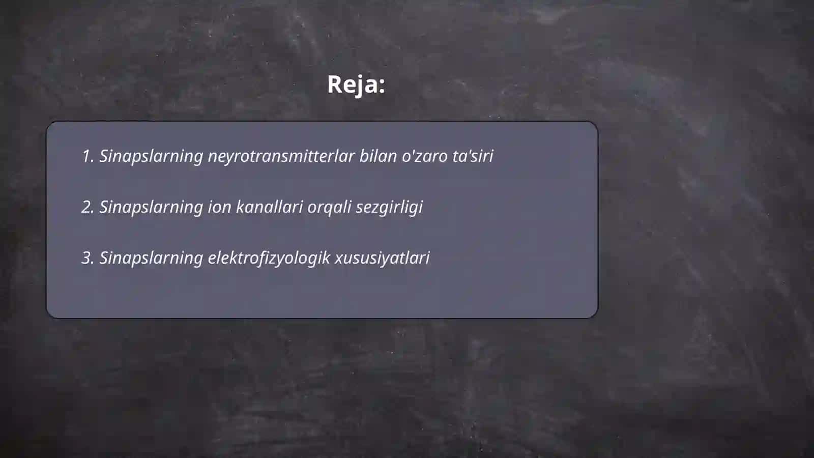 Sinapslarning turli moddalarga sezgirligi 2