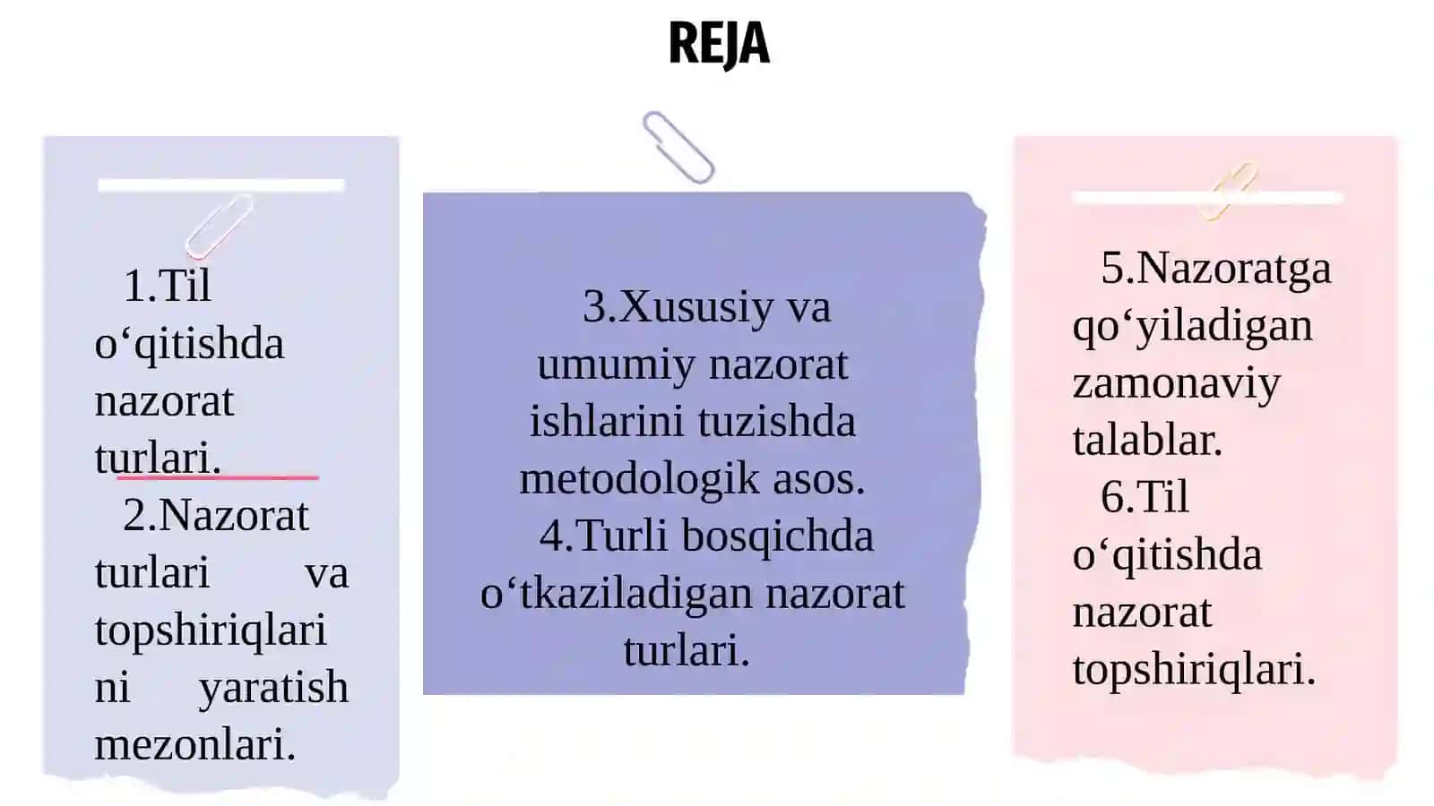 Nazorat turlari va nazorat topshiriqlari 2