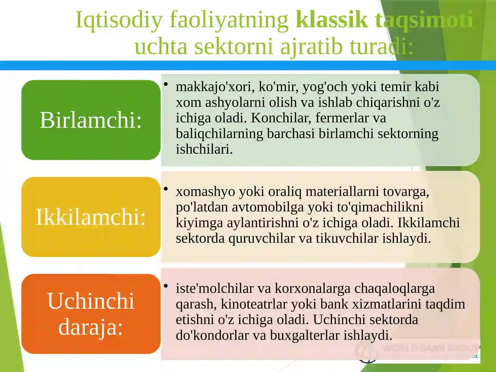 Iqtisodiy faoliyatning klassik taqsimoti 2