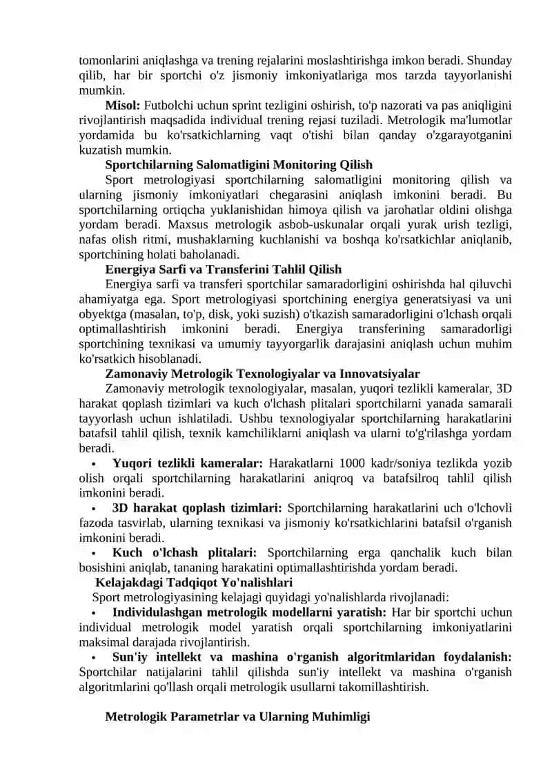MA’RUZA. SPORT METROLOGIYASINING NAZARIY ASOSLARI 2