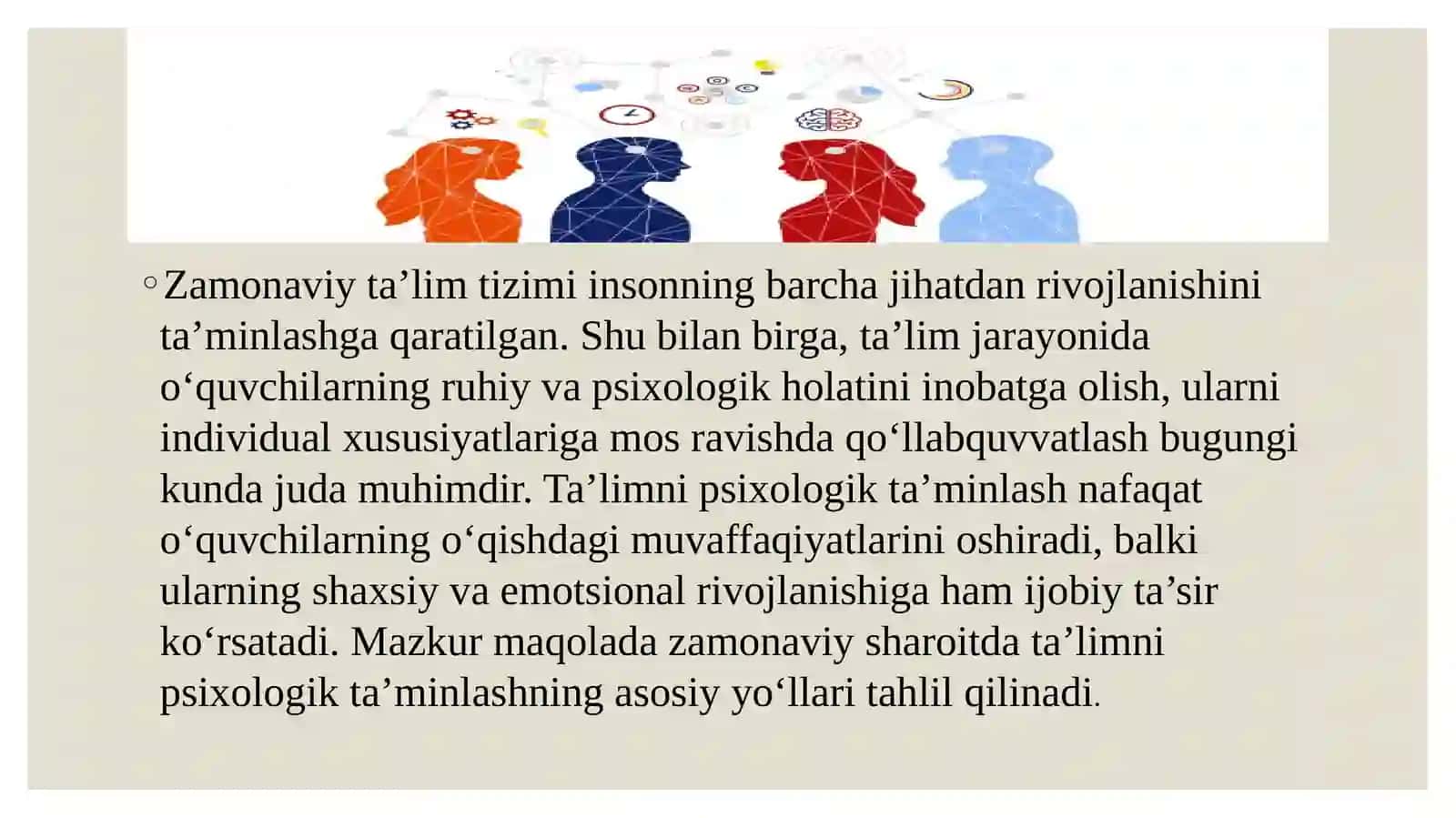 Zamonaviy sharoitda ta’limni psixologik ta’minlashning asosiy yo‘li 2