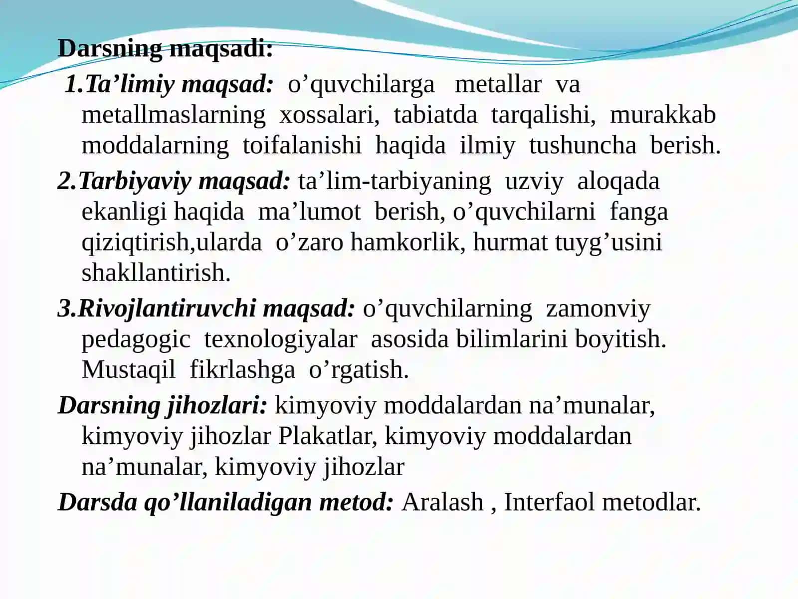 Metalmaslar va metallar. 2