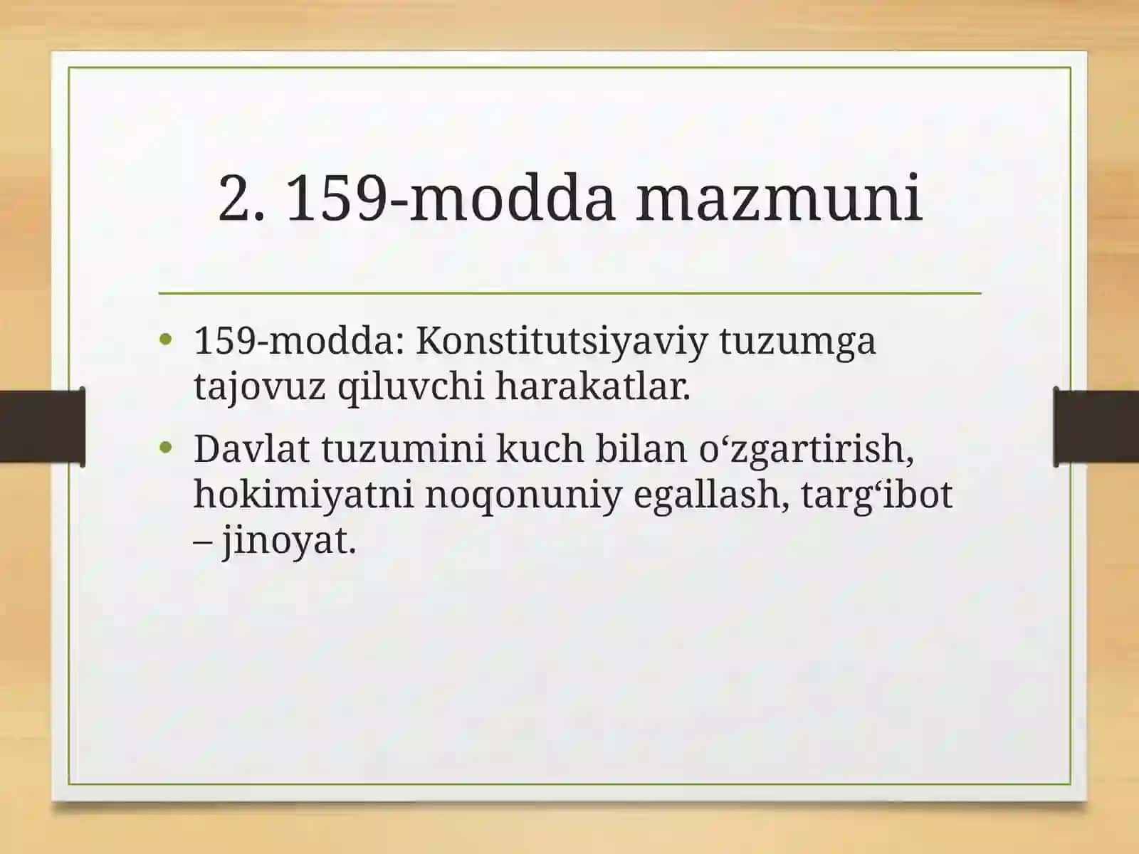 O‘zbekiston Respublikasi Jinoyat kodeksining 159-moddasi 2