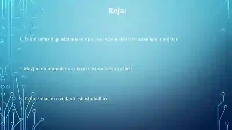 O'zbekiston Respublikasida ta'lim sohasida amalga oshirilgan islohotlar 2