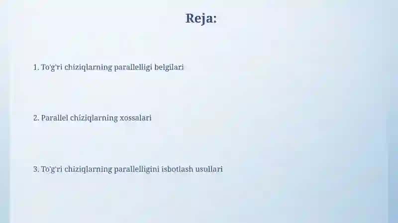 To'g'ri chiziqlarning parallelik alomatlari 2
