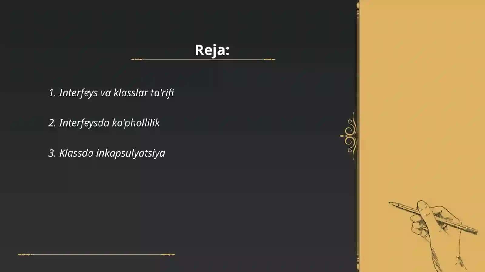 Interfeys va klasslar ta'rifi 2