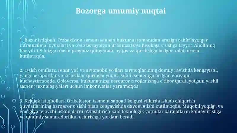 O'Zbekistonda Tsement Sanoatining Istiqbollari 2