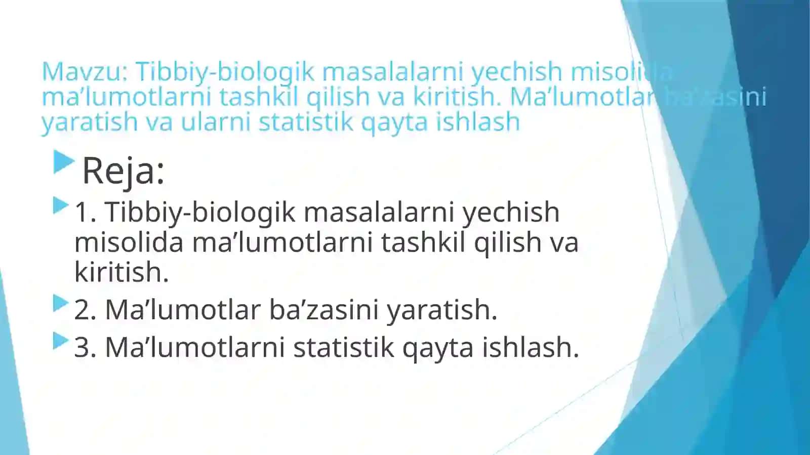 Tibbiy-biologik masalalar 2