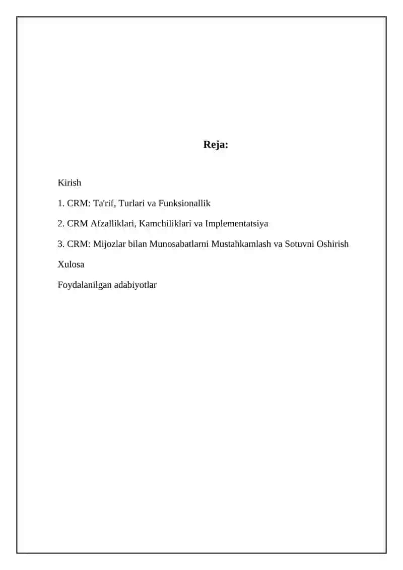 Mijozlar bilan munosabatlarni boshqarish (CRM) tizimlari 2