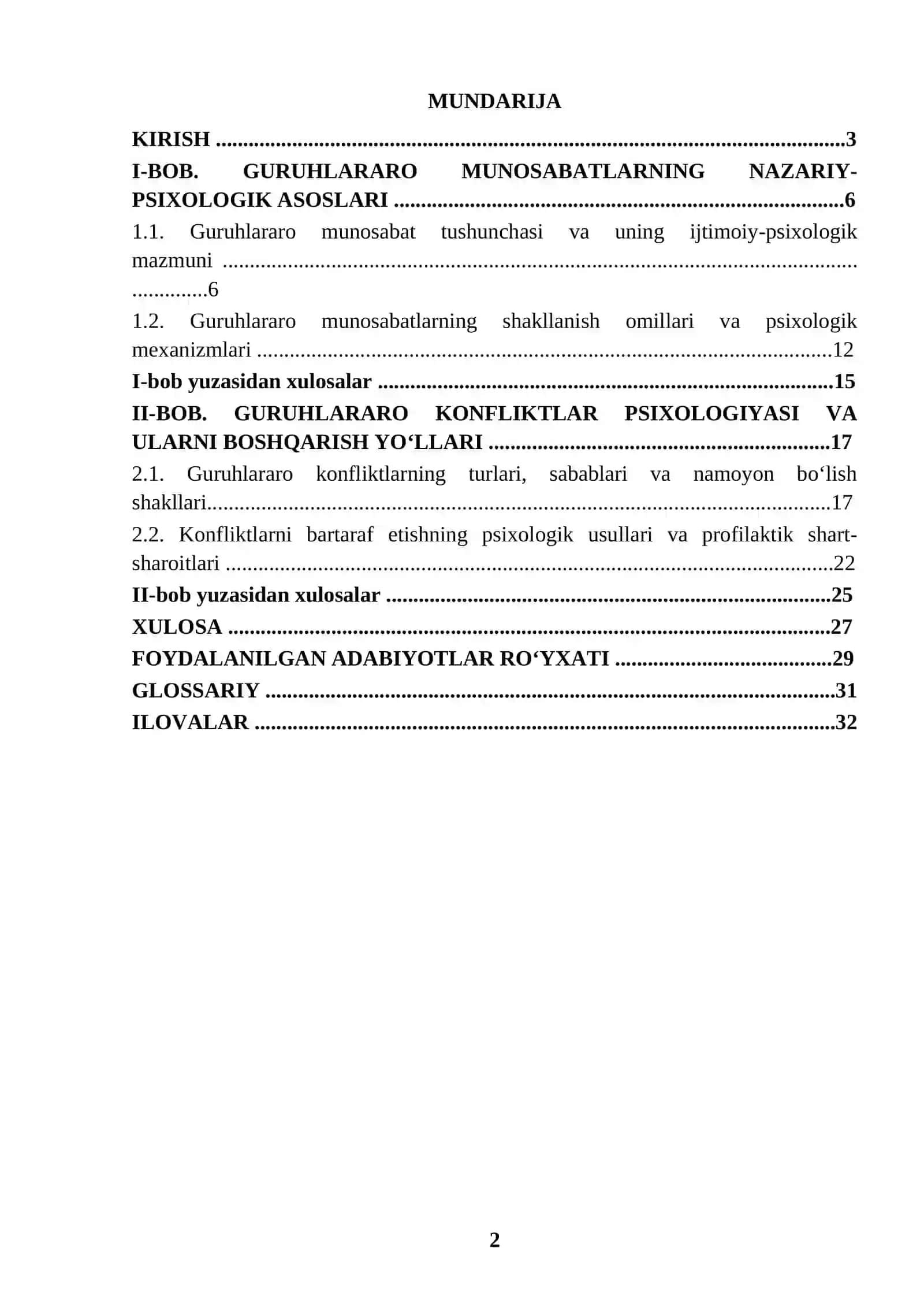 GURUHLARARO MUNOSABATLAR VA KONFLIKTLAR PSIXOLOGIYASI 2
