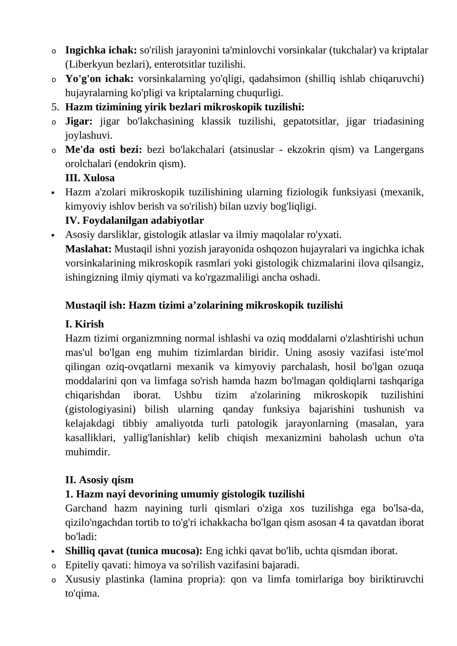 Hazm tizimi azolarining mikroskopik tuzulishi 2