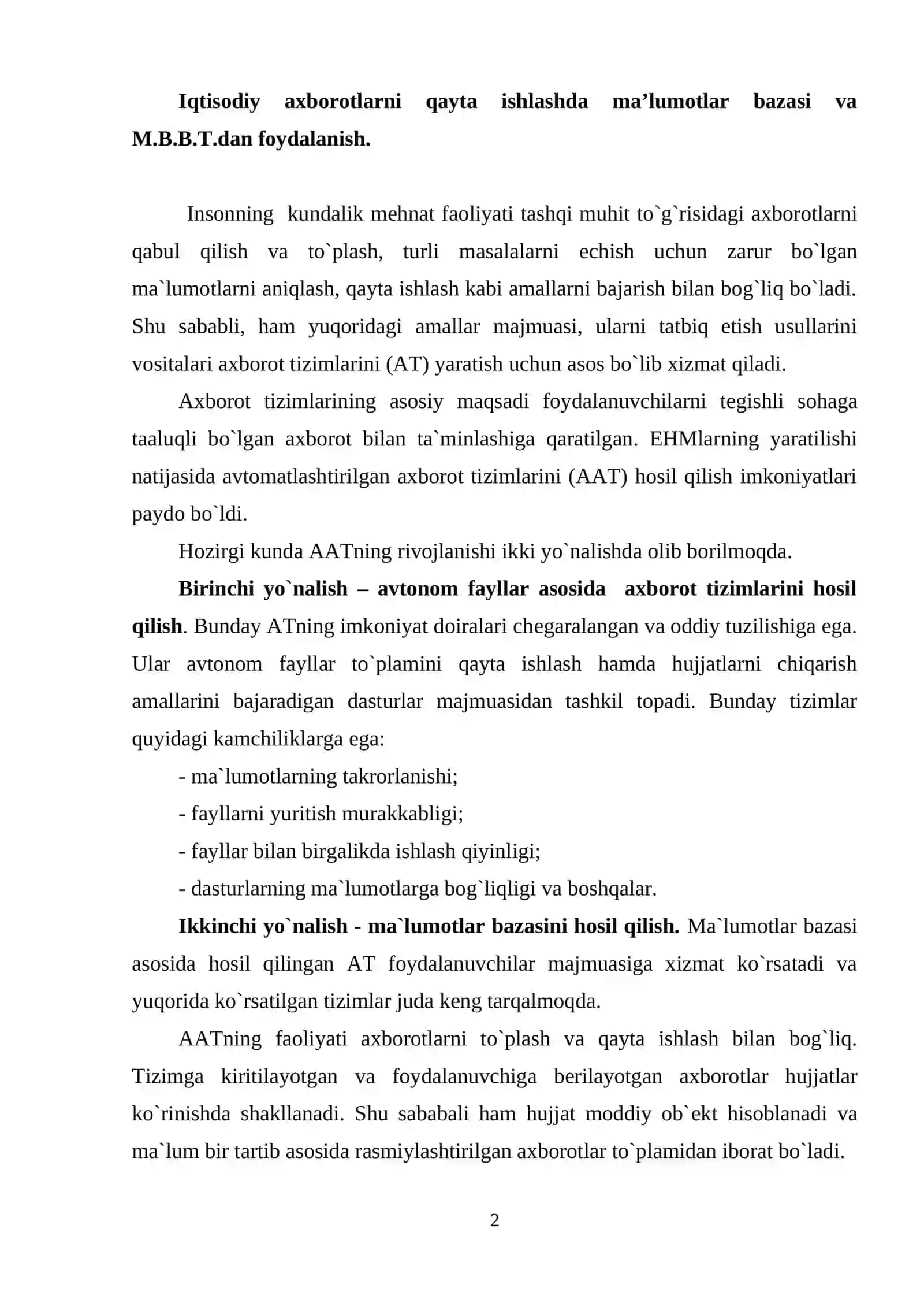 Iqtisodiy ma`lumotlarni qayta ishlash 2