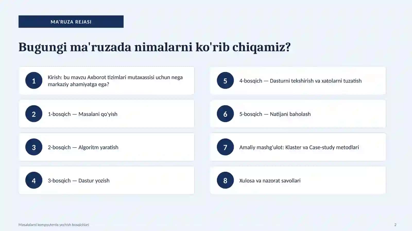 DASTURLASH· AXBOROTTIZIMLARI 2