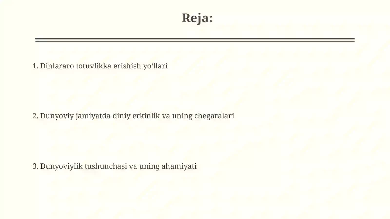 Jamiyat hayotida dunyoviylik va diniy mutanosibligi 2