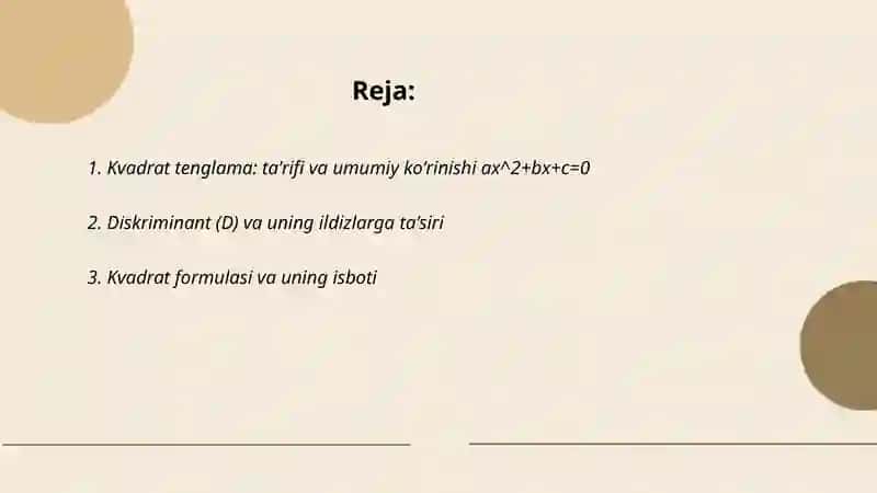 Kvadrat tenglama 2