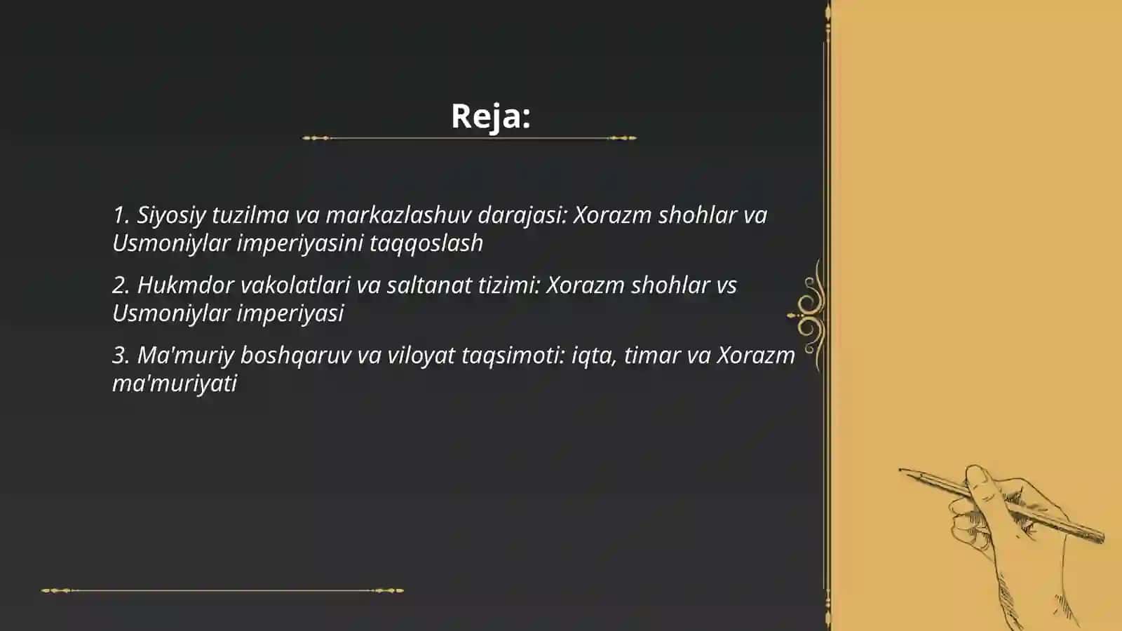 Xorazm shohlar va Usmoniylar imperiyasini taqqoslash 2