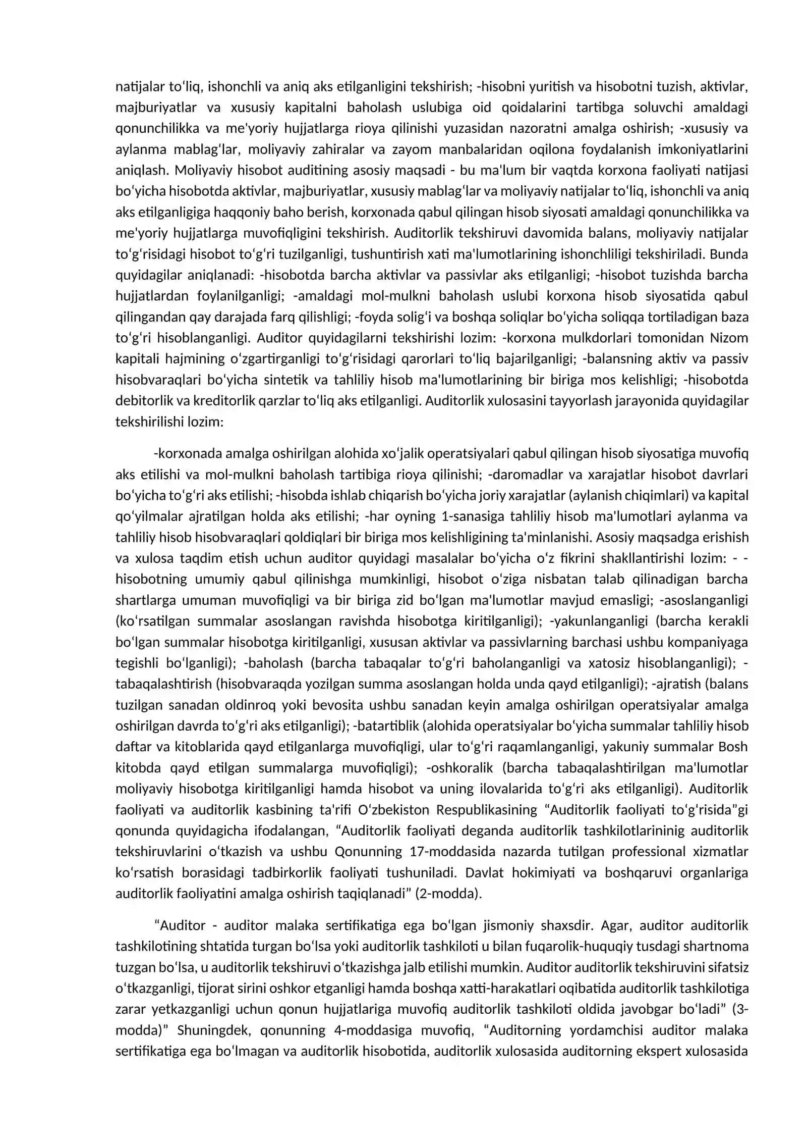 Auditning mohiyati, uning maqsadi va vazifalari 2