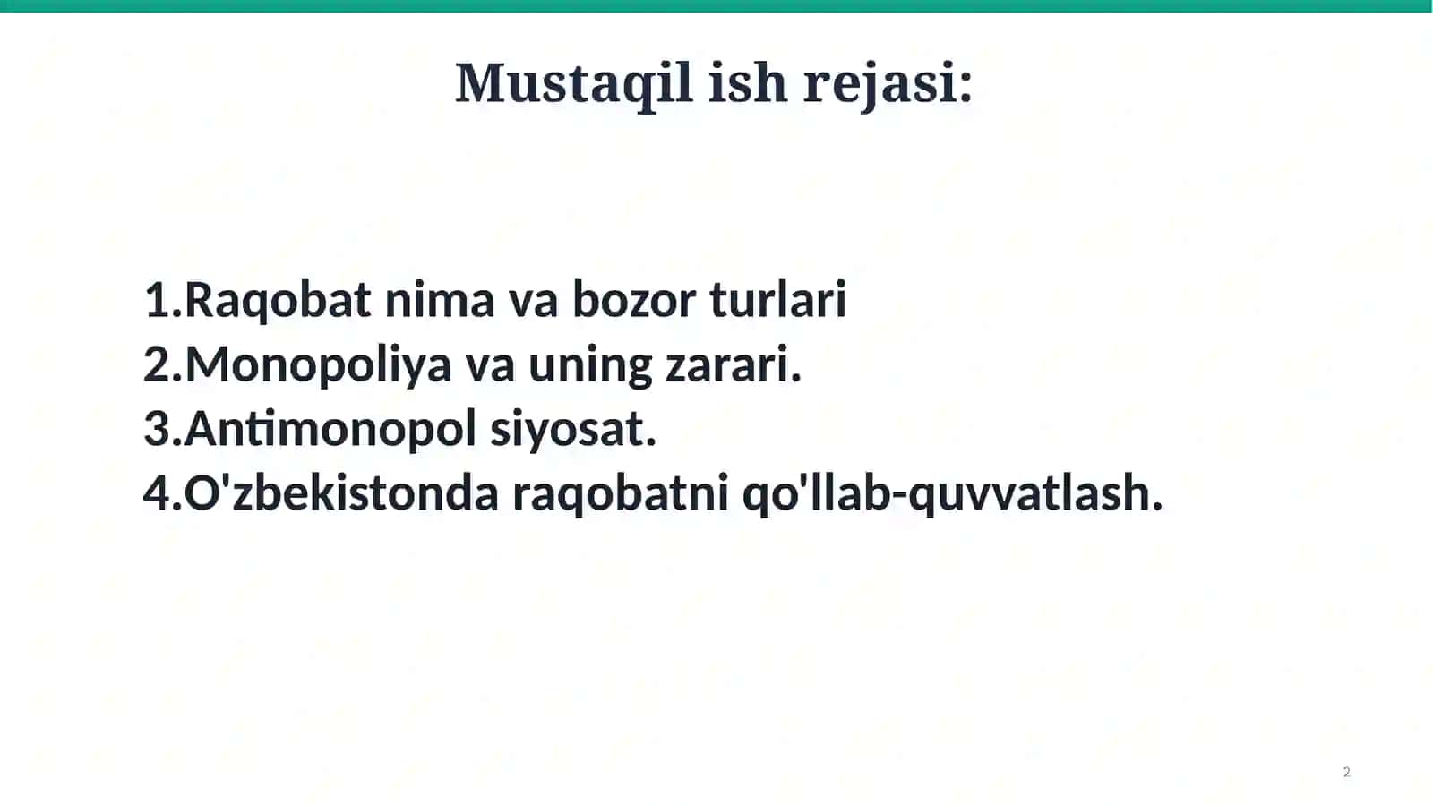Iqtisodiyotda raqobatni qo'llab-quvvatlash. Monopoliyalar va antimonopol siyosat 2