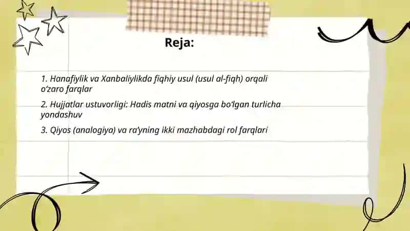 Hanafiylik va Xanbaliylik mazhabining ôzaro farqlari 2