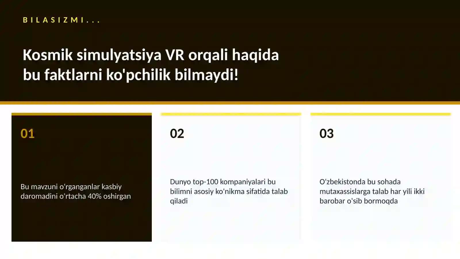 Kosmik simulyatsiya VR orqali 2