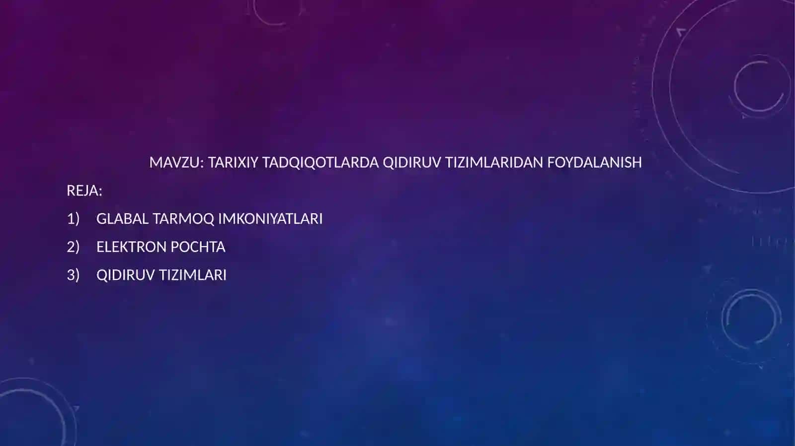 TARIXIY TADQIQOTLARDA QIDIRUV TIZIMLARIDAN FOYDALANISH 2