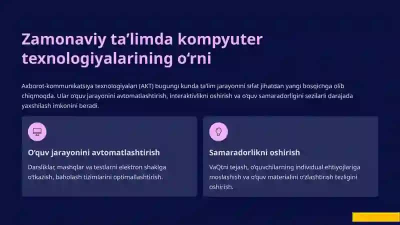 O‘qituvchi pedagogik faoliyatida kompyuter texnologiyalaridan foydalanish 2