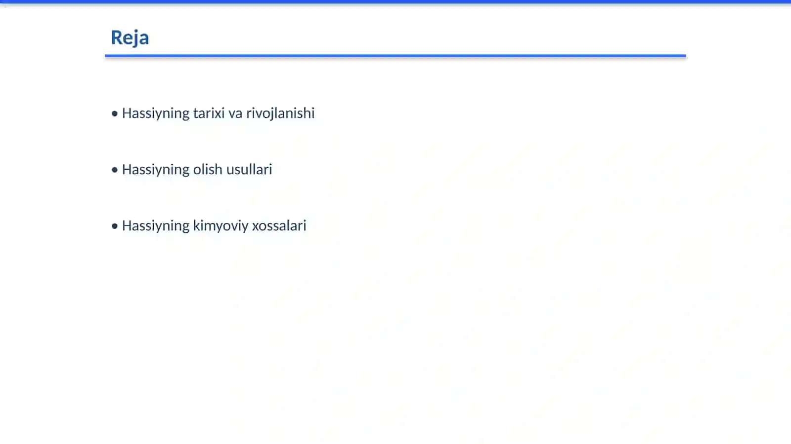 Hassiyning olinishi va uning xossalari 2