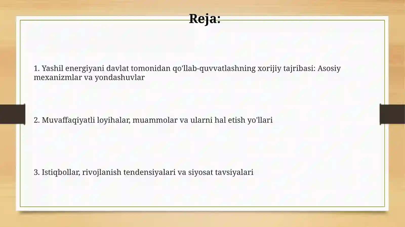 Yashil energiyani davlat tomonidan qo'llab-quvvatlashning xorijiy tajribasi: Asosiy mexanizmlar va yondashuvlar 2